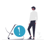 Man next to warning triangle