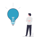 Man looking at lightbulb